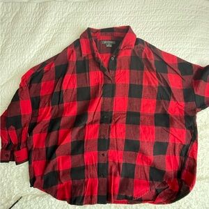 French Connection drop shoulder plaid buttondown